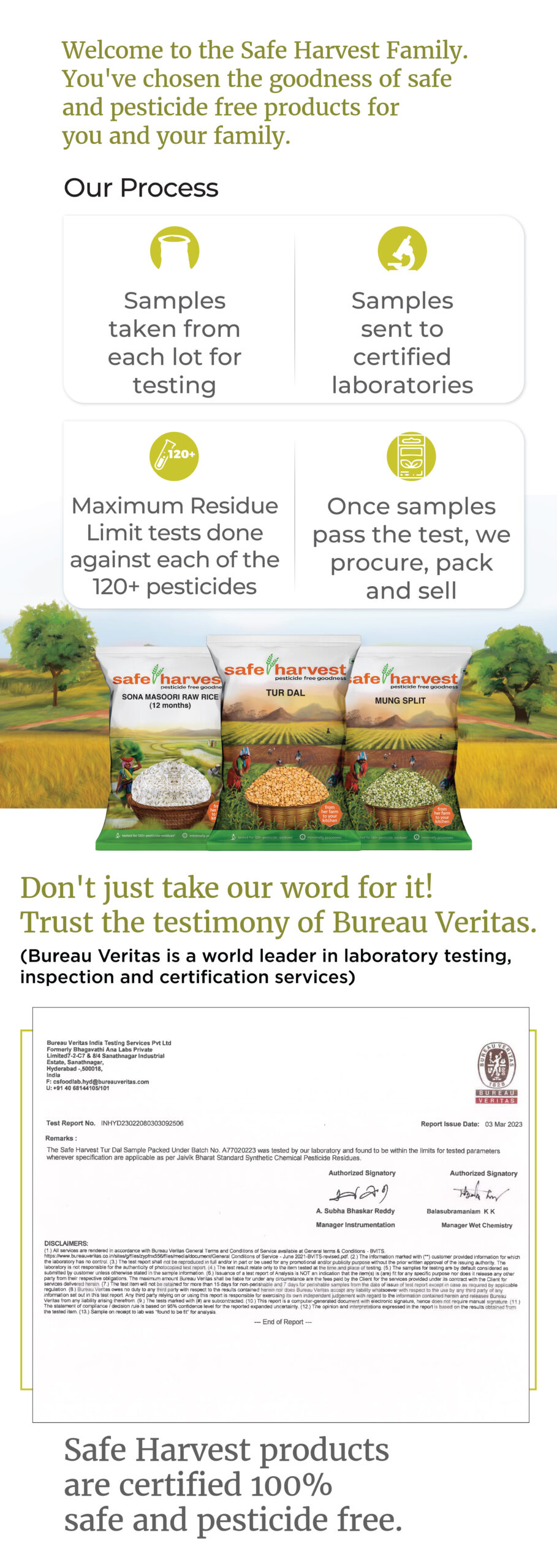 Safe harvest | Pesticide-free food products | Tur dal Certification